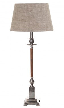 Canterbury Table Lamp Base with Silver + Timber Stem