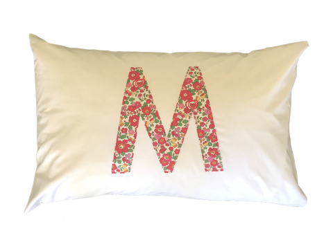 Pillowcase Personalised with a Large Single Letter Appliqué - Liberty Lawn