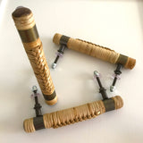 Plaited Rattan Handle with Bronze straps - Medium 14cm