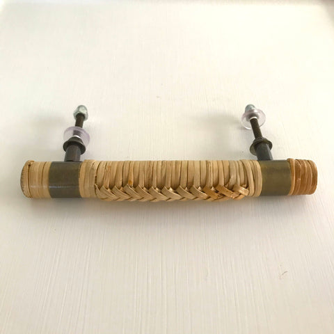 Plaited Rattan Handle with Bronze straps - Medium 14cm