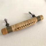 Plaited Rattan Handle with Bronze straps - Medium 14cm