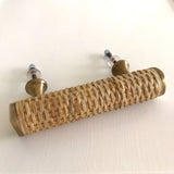 Rounded Woven Rattan Handle with Brass End Caps - Medium 13cm