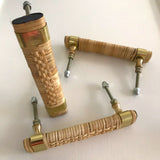 Woven Rattan Handle with Gold Brass straps - Medium 12.5cm