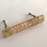 Woven Rattan Handle with Gold Brass straps - Medium 12.5cm