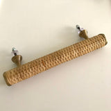 Rounded Woven Rattan Handle with Brass End Caps - Large 21cm