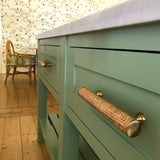 Rounded Woven Rattan Handle with Brass End Caps - Large 21cm