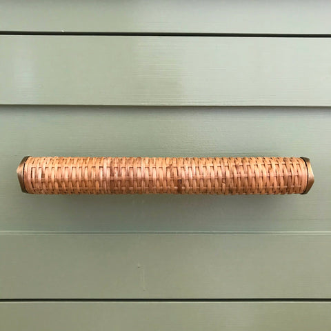 Rounded Woven Rattan Handle with Brass End Caps - Large 21cm