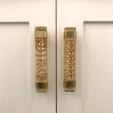 Woven Rattan Handle with Gold Brass straps - Medium 12.5cm