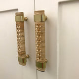 Woven Rattan Handle with Gold Brass straps - Medium 12.5cm