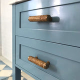 Rounded Woven Rattan Handle with Brass End Caps - Medium 13cm