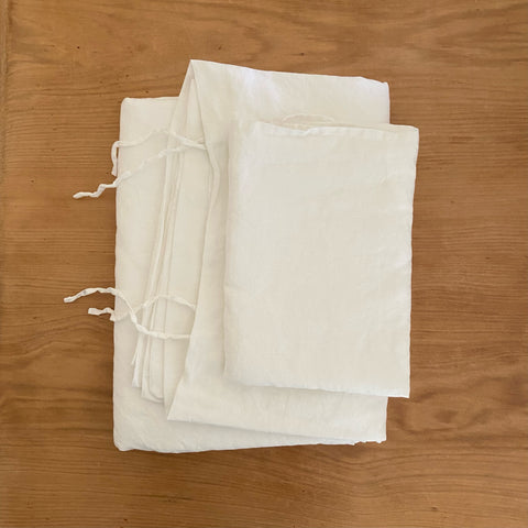 100% Linen Single Quilt Cover + Pillowcase Set  - White