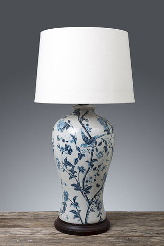 Ashleigh Ceramic Lamp with Wood Base - Blue