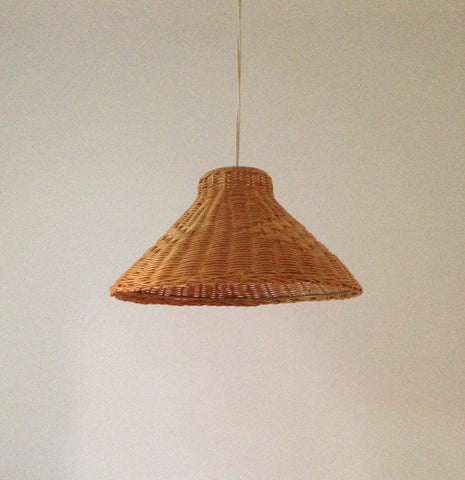 Vintage Woven Cane Pendant Lamp Shade