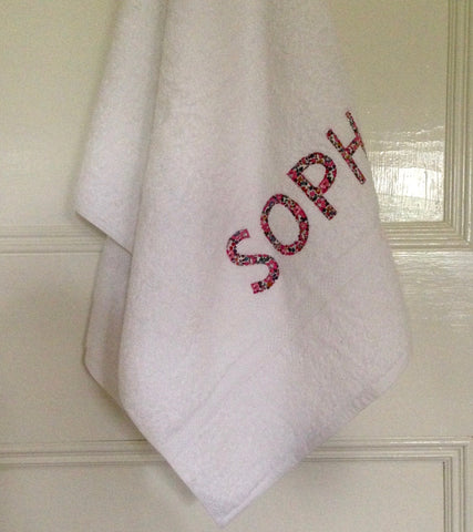 Personalised Bath Towel Custom Made With Liberty of London 