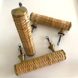 Rounded Woven Rattan Handle with Brass End Caps - Medium 13cm