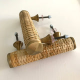 Rounded Woven Rattan Handle with Brass End Caps - Medium 13cm