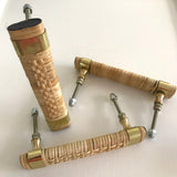Woven Rattan Handle with Gold Brass straps - Medium 12.5cm
