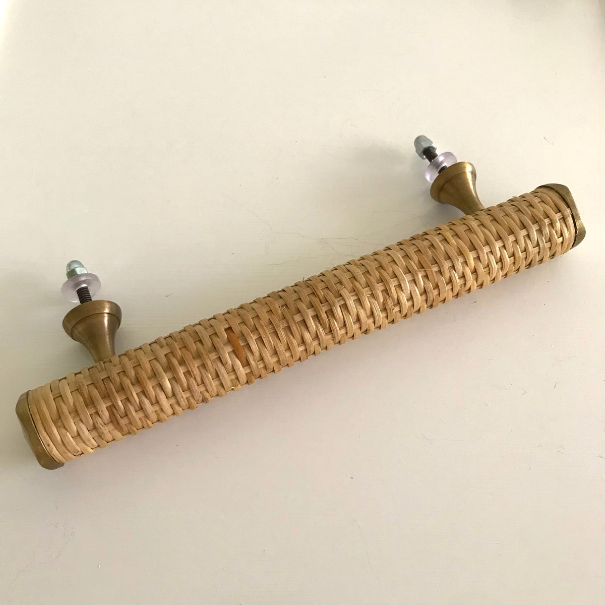 Rounded Woven Rattan Handle with Brass End Caps - Large 21cm – Textile ...
