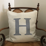 Linen Cushion Personalised with a Large Single Letter Appliqué - Stripes Spots or Checks